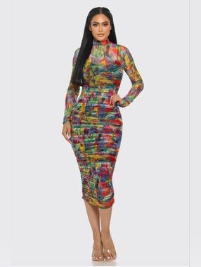 Painted Perfection Midi Length Dress